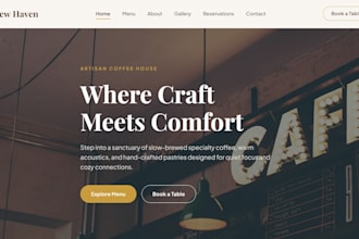 a modern restaurant or cafe website with online menu