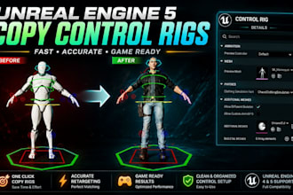 rig and animate 3d characters for unreal engine 5