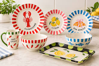 ceramic dinner set decal design ocean, plates and cups