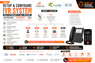 setup configure IVR auto attendant call routing voicemail business phone system