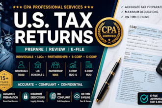 prepare and efile USA tax returns for individuals llcs and corporations as CPA