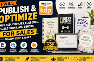 publish and optimize your KDP journals, logbooks, puzzle books, ebook for sales