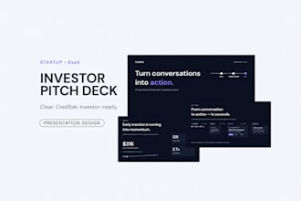 design a professional investor pitch deck for your startup or saas
