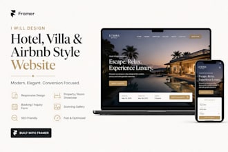 design hotel airbnb style villa property landscaping cleaner framer website