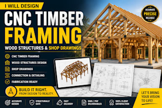 design cnc timber framing, wood structures and shop drawings