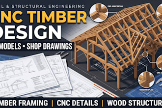design cnc timber framing, wood structures and shop drawings