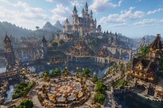 build custom minecraft castle house village spawn lobby city map server hub 3d