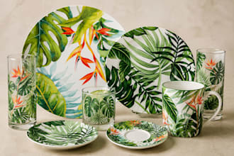 make tableware botanical ceramic designs, plates, mugs, cups