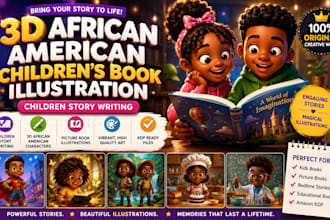 design 3d children african american children story kids book picture book