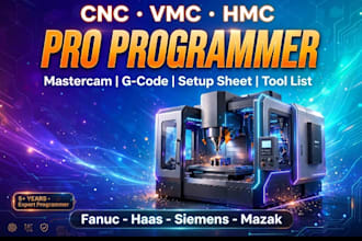 write vmc hmc cnc program with g code for fanuc haas
