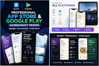 design professional app store and google play screenshots