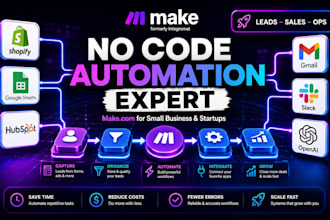 build no code automation workflows in make com for small business and startups
