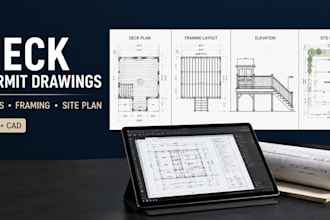 create deck, patio, pergola, porch permit drawing, floor plans, mep blueprint