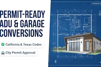 design california and texas adu garage conversion permit plans