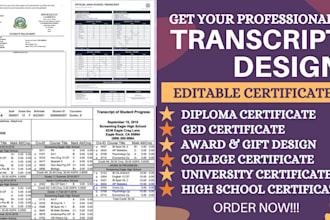 do high school transcript design ged, college or university diploma certificate