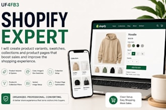 create shopify product variants, swatches, collections and product pages shopify