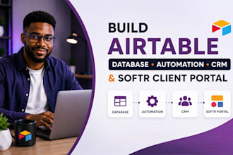 build airtable database, automation, CRM and softr client portal softr web app