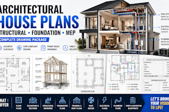 draw architectural house plan structural drawing foundation plan mep blueprint