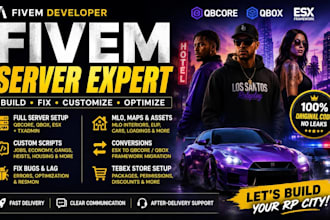 be your fivem developer for qbcore, esx, qbox script, mlo, server setup
