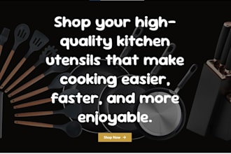 design cooking utensils shopify website cutlery store kitchen appliances website