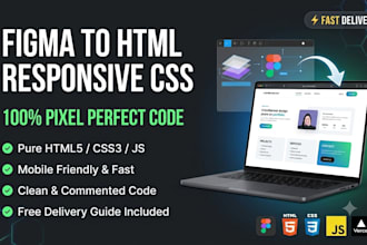 convert figma or design to clean responsive HTML CSS webpage