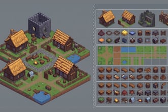 do 2d isometric tileset and tilemap isometric map design rpg  pixel background