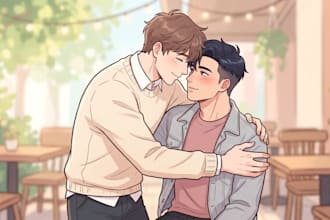 draw oc couple romantic art bl yaoi yuri ship illustration gay couple sfw manhwa