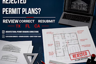 review rejected permit blueprints and correct county permit plans tx fl ca