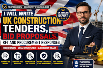 write UK construction tenders, bid proposals, rft and procurement responses