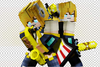 make minecraft skin render, themed render