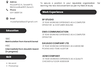 design a professional CV resume and modern resume