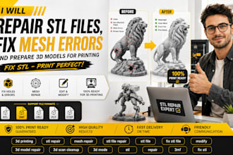 repair stl files, fix mesh errors and prepare 3d models for printing, fix stl