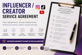 draft an influencer or creator service agreement