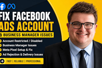 fix fb ads account and business manager restriction, disable issues, setup pixel