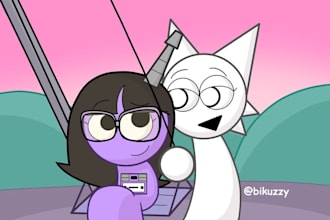 cartoon style illustration of a couple