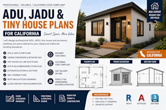 design adu, jadu, tiny house and accessory dwelling unit plans for california