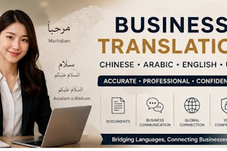 translate chinese arabic english business documents