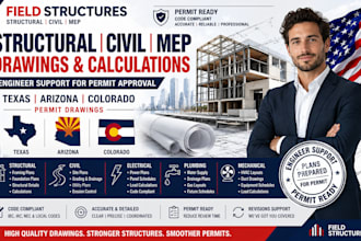 provide structural civil mep drawings engineer stamp for texas arizona co permit