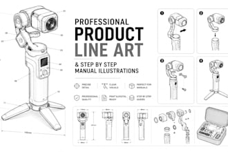 create professional product line art and step by step manual illustrations