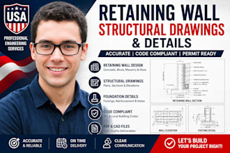 design retaining wall structural drawings and details