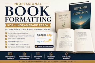 format your book for amazon KDP and ingramspark