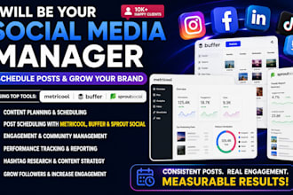 be your social media manager schedule post with metricool, buffer, sprout social