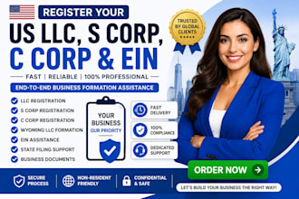 register your us llc, s corp, c corp, wyoming llc ein and dba filling