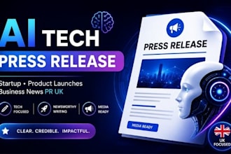 write ai tech press release for startup product launches and business news PR UK