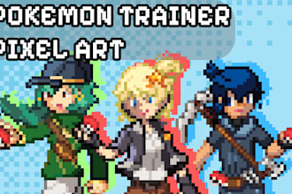 do pokemon trainer fan pixel arts