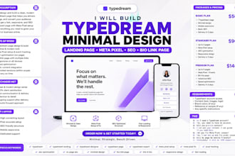 build typedream minimal design landing page meta pixel fix seo bio link page