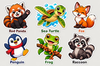 design a cute kawaii chibi sticker cartoon mascot logo