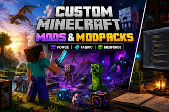 do custom minecraft mods, modpacks, forge, fabric and neoforge development