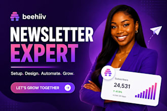 build beehiiv newsletter, design landing page, setup website and automate emails