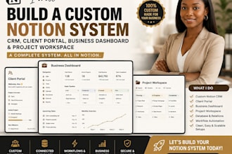 build a notion CRM, client portal, business dashboard and project workspace